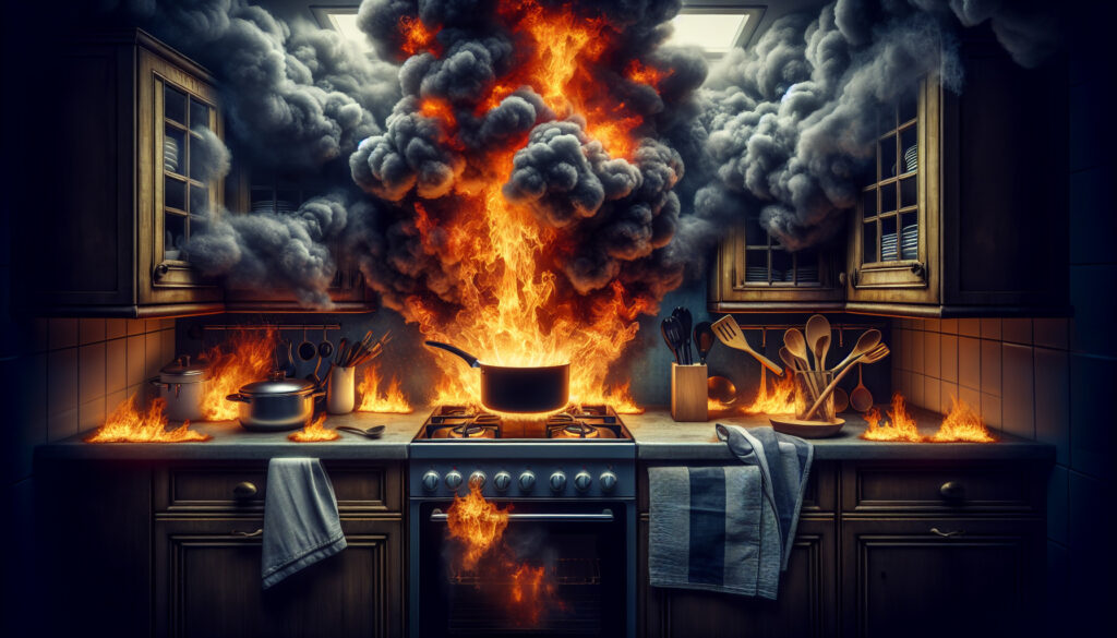 Kitchen fire caused by unattended cooking